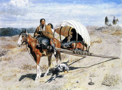 Indian Crow Family on the Trail by Valentine Walter Lewis Bromley